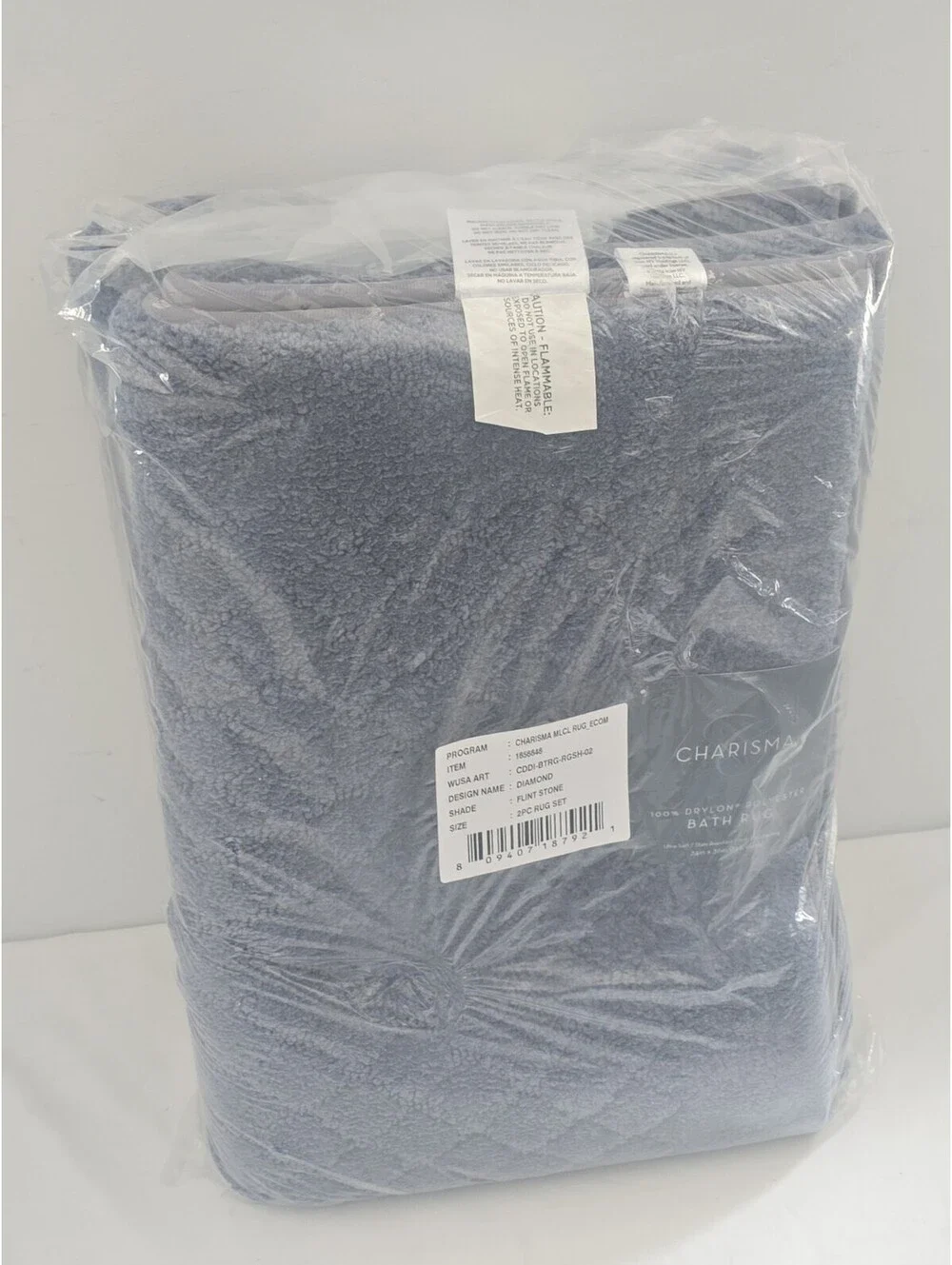 2 PACK - Charisma Drylon Trellis Bath Rugs Grey Flint Stone 24in x 36in